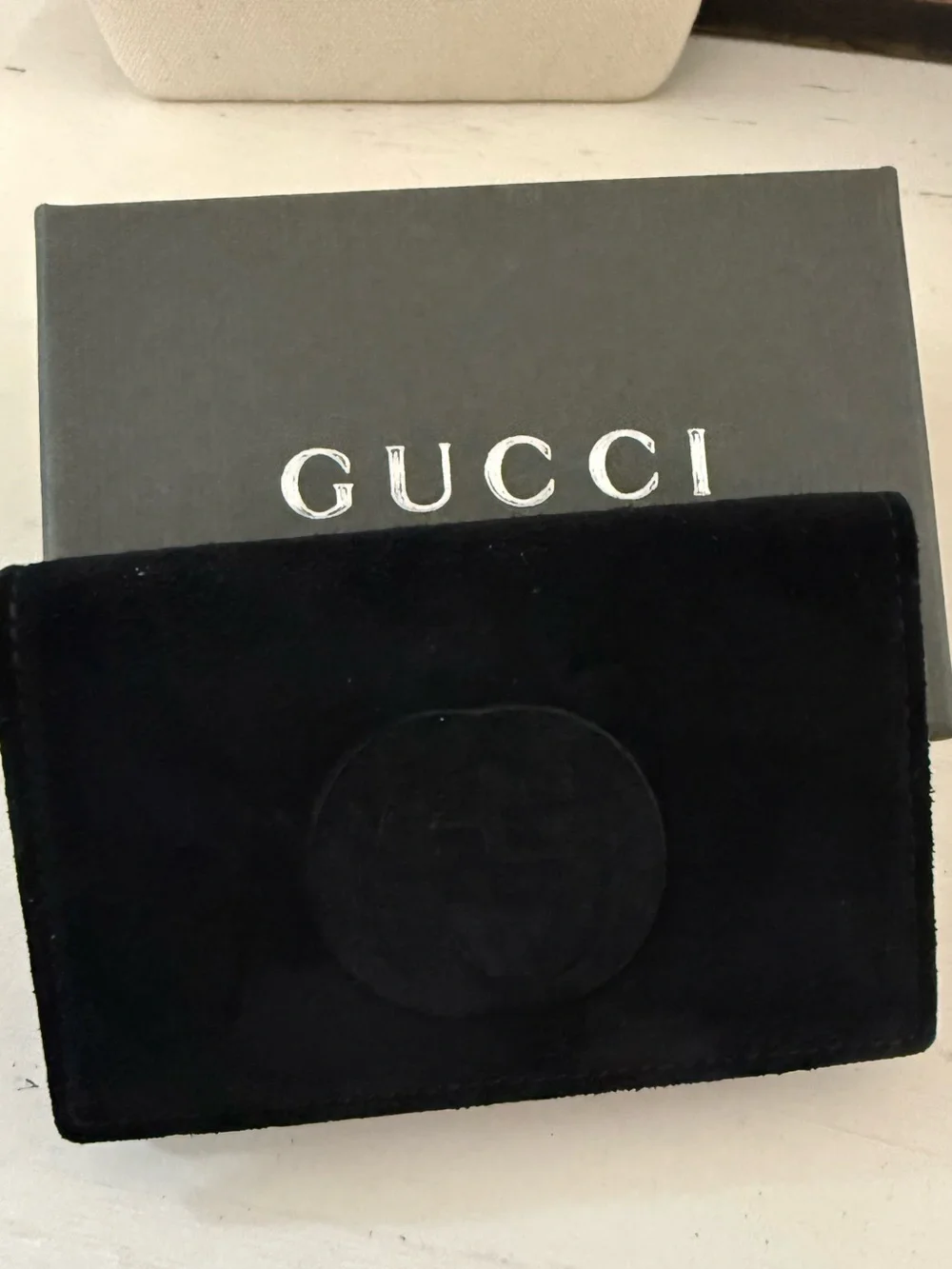 Vintage GUCCI black suede Key holder in box authenticity certification